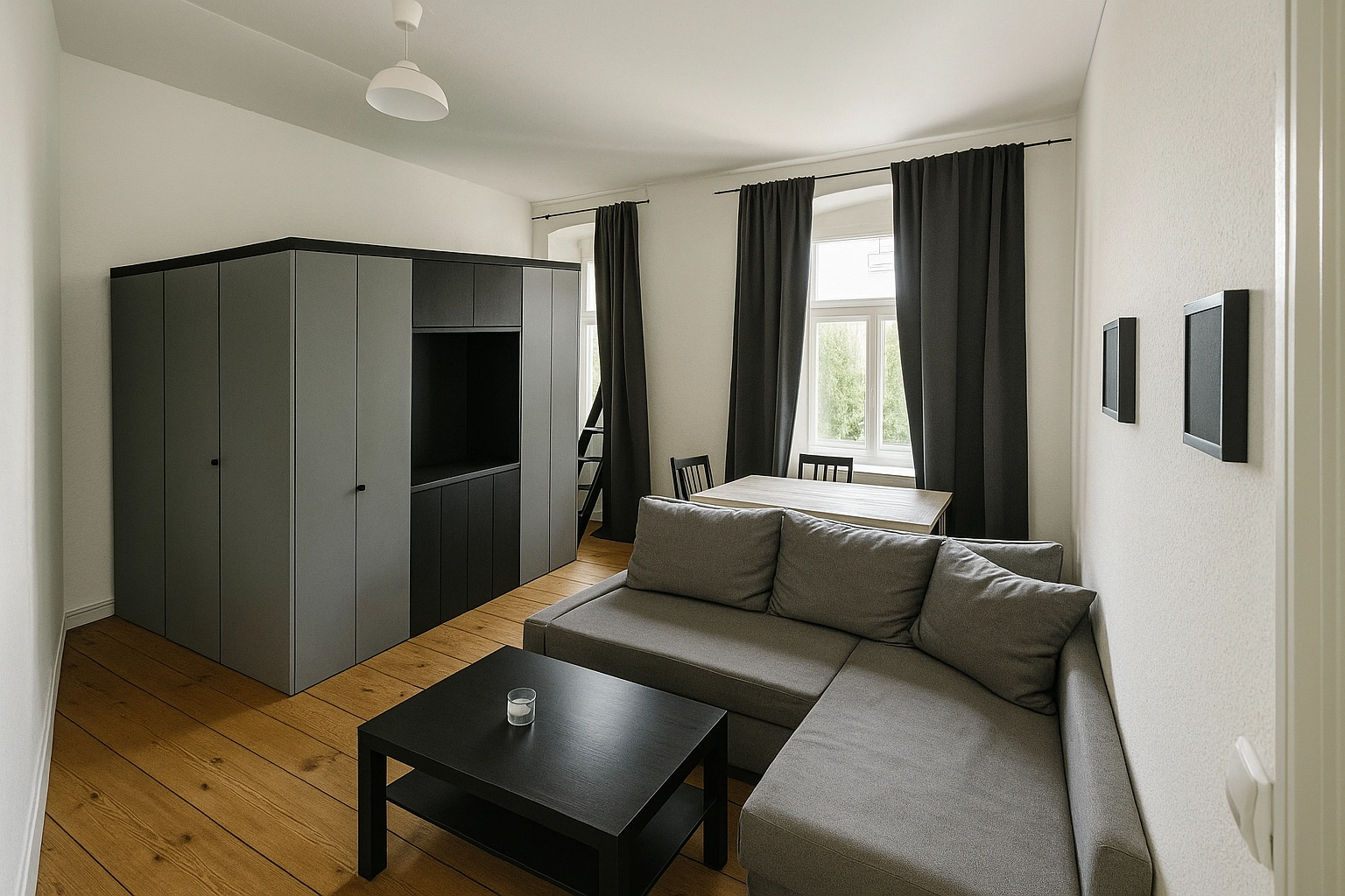 Room divider and loft bed